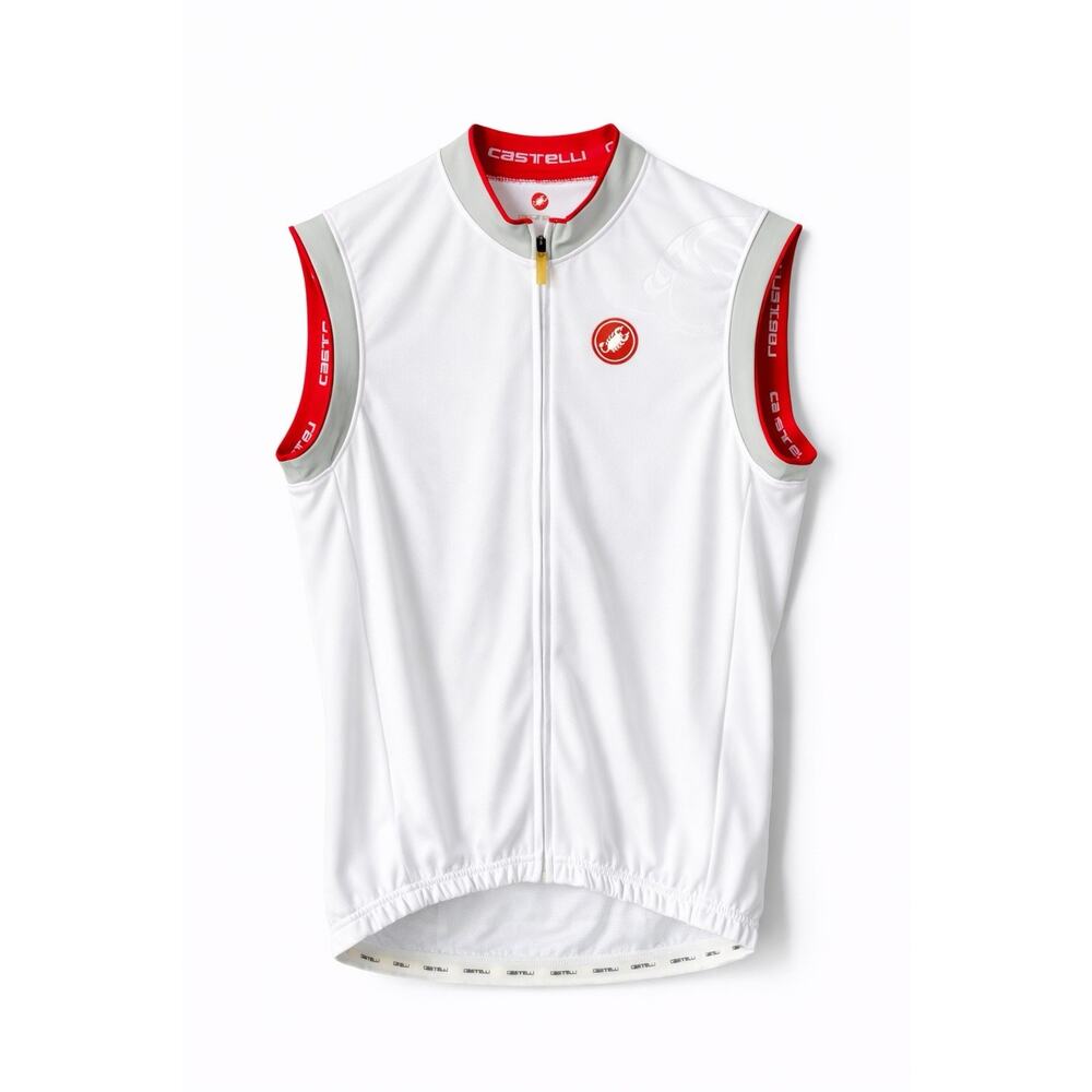 Castelli Cycling Shirt Jersey Full Zip Road Size XL Red White Sleeveless